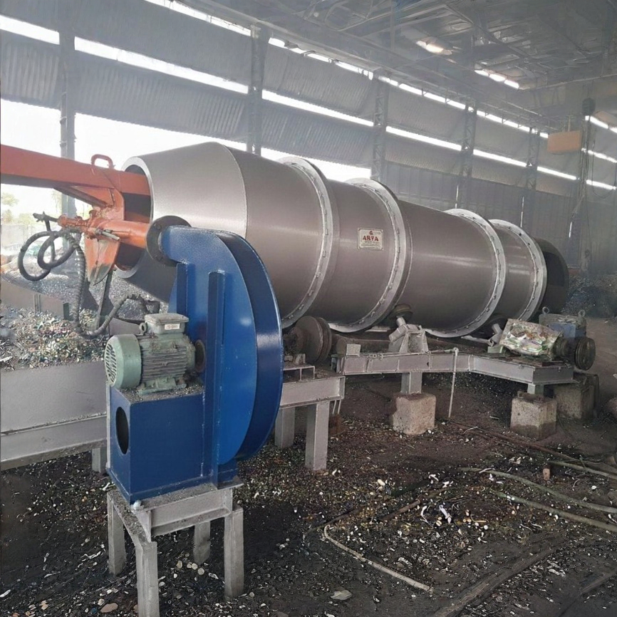 Rotary furnace for SS turning scrap pre-heating